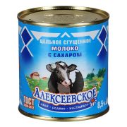 Кон. Сгущенное молоко цельное с сахаром 8,5% ГОСТ Алексеевское ж/б 380гр/20шт